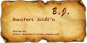 Bonifert Jolán névjegykártya